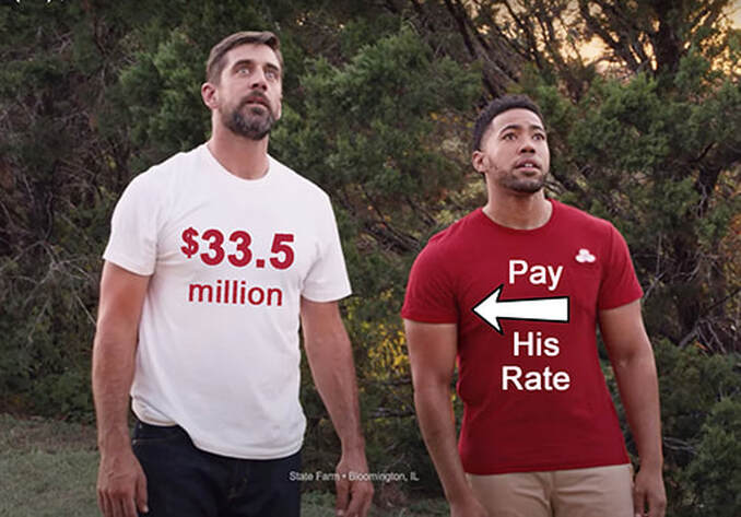 Aaron Rodgers and Jake from State Farm
