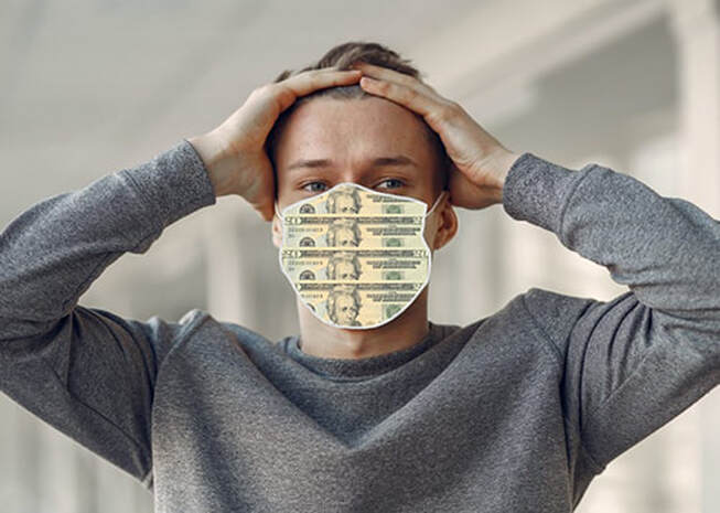 Face mask made of money